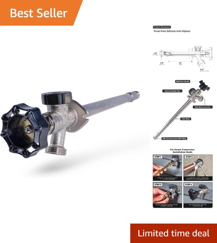 10-Inch Frost-Free Anti-Siphon Sillcock with Vacuum Breaker โ Lead-Free Chrome