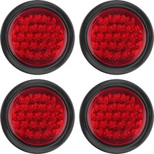 4 luces traseras LED redondas de 4 pulgadas para remolque, rojas, 24 LED, imperm