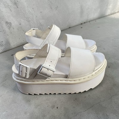 Dr.Martens Voss Quad Platform Sandals Women 9 EU 41 White Leather Buckle