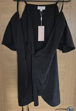 Dancing Leopard Wrap Dress Cold-Shoulder Black Size 6 - BNWT