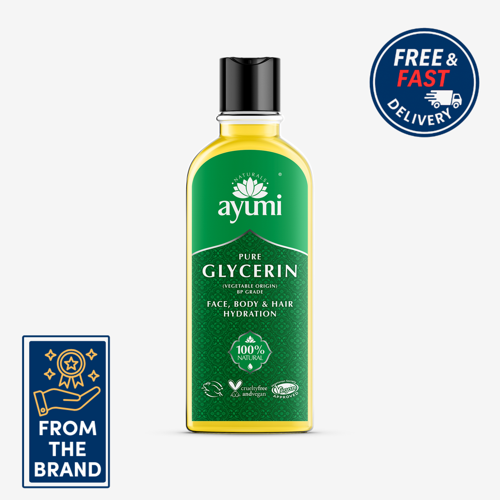 Ayumi Pure Glycerin | Skin Humectant | Soothes and Protects Skin | 150ml