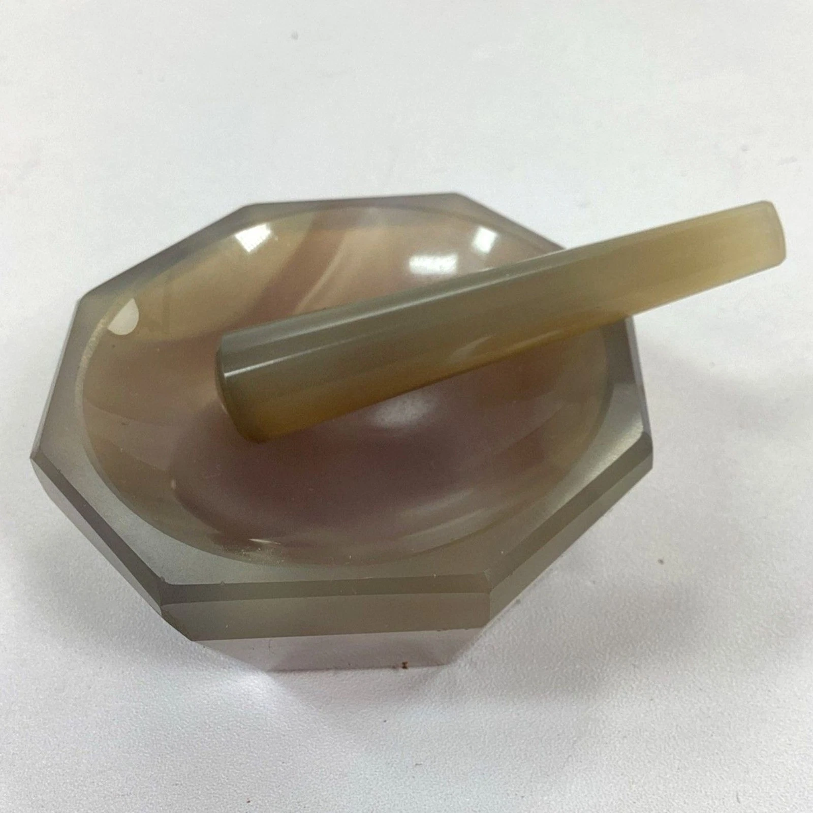 Agate Stone Mortar Pestle Set Apothecary Octagon 2.75"
Opens in a new window or tab