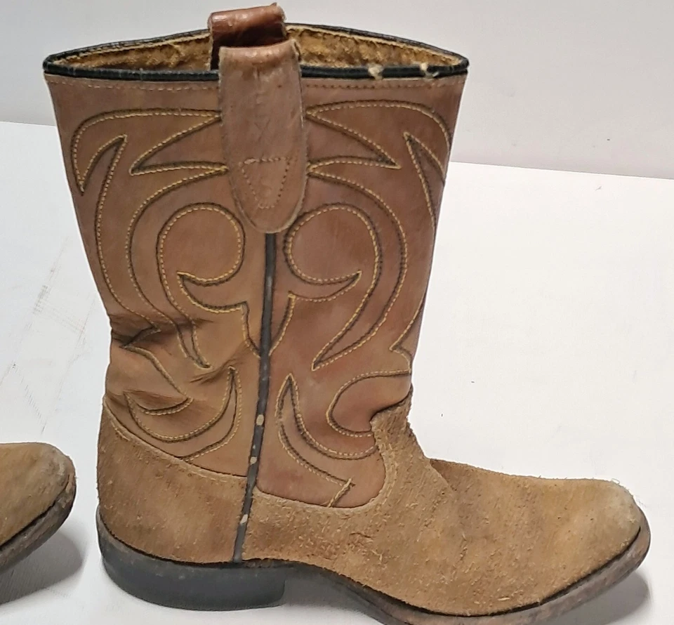 Botas de vaquero vintage para niños pequeños de Texas Boot Co. marrón Foto 3 de 4