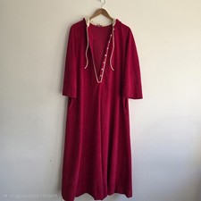 Vintage Vanity Fair Robe Red Brushed Velour With Hood Pockets 70s House Coat