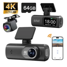 UHD 4K Car Recorder with Rear 1080P Camera WiFi Control Night Vision Wide-Angle