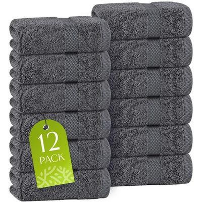 #ad Wash Clothes 100 % Cotton Soft and Absorbent 12x12 Inch 12 Pack Gray $21.25