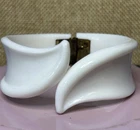 Vintage White Lucite Hinged Clamper Bracelet 1970s Retro Costume Jewelry 7”