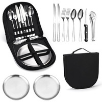 Camping-Geschirr-Set 13-Teilig Edelstahl FüR 2 Personen Outdoor Picknick