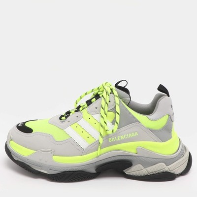 Balenciaga x Adidas Triple S Size 44 Neon GreenGrey Leather and