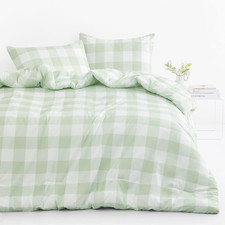 - Gingham Comforter Set, Plaid Buffalo Check Checkered Cottagecore Cute Geometri