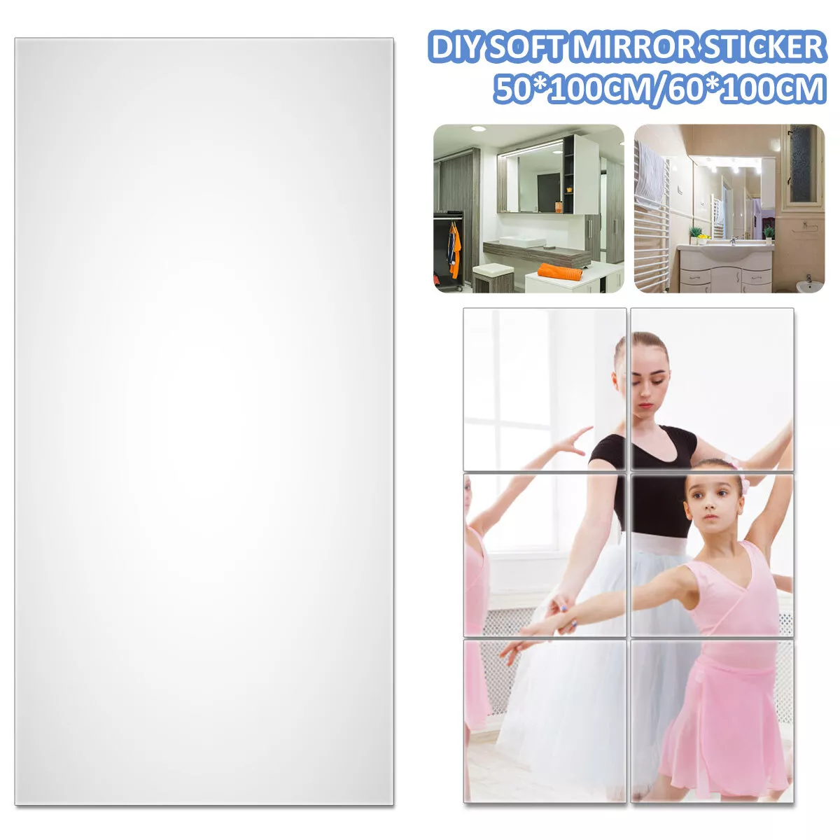 Self Adhesive Mirror Stickers Flexible Mirrors Sheets CuttableDIY