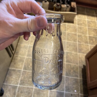 Producers Creamery Embossed Half Pint Milk Bottle Benton Harbor Michigan MI