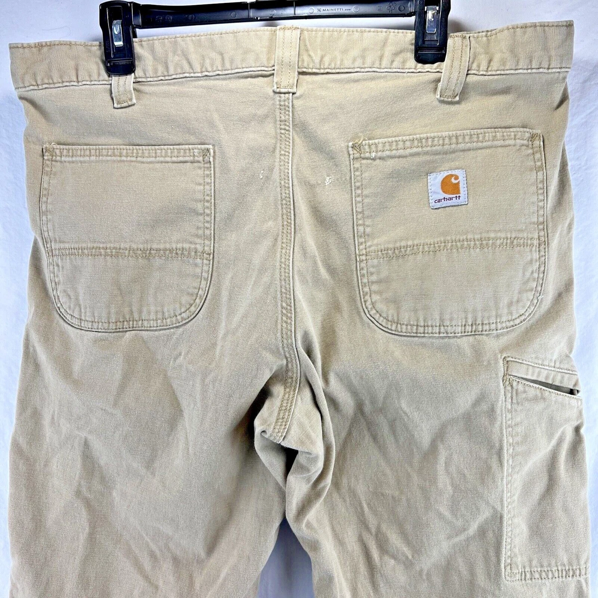 Carhartt Pants Mens 38 x 30 Khaki Denim Relaxed Fit Work Utility 6 Pockets