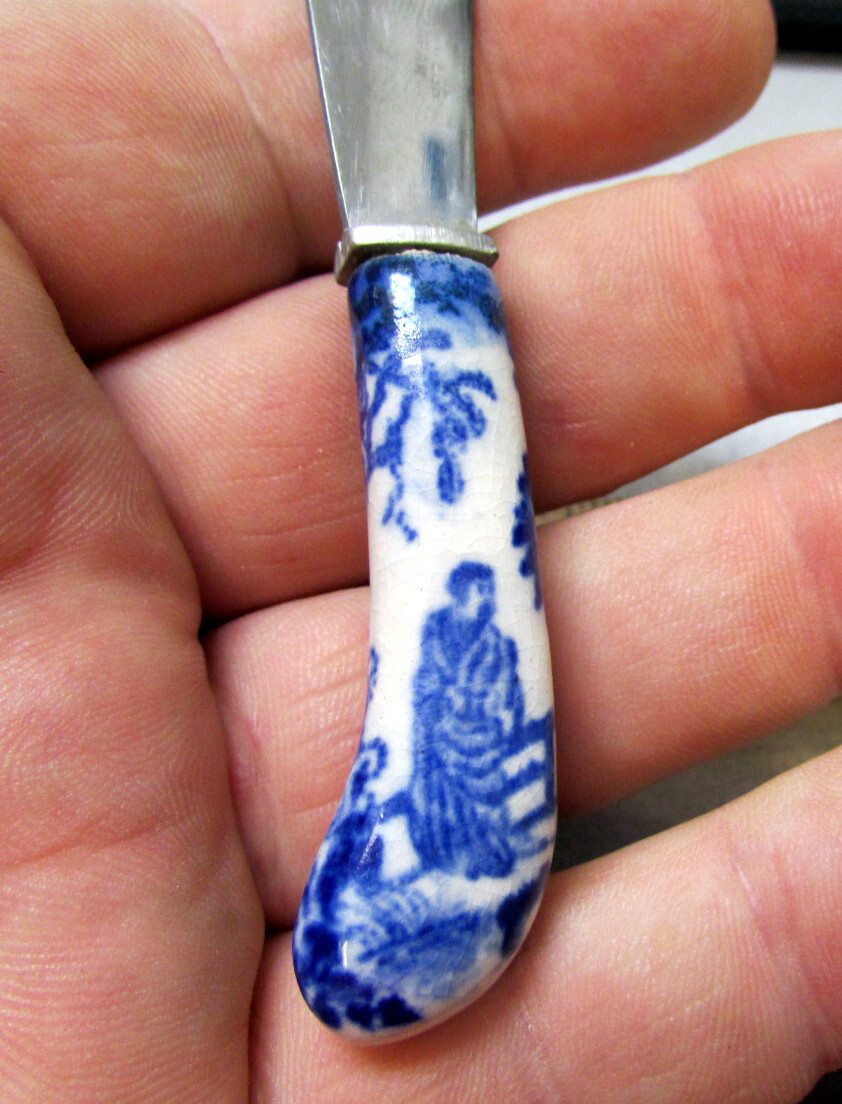 vintage small dinner knife ceramic handle 4.5 inches overall Made in Japan