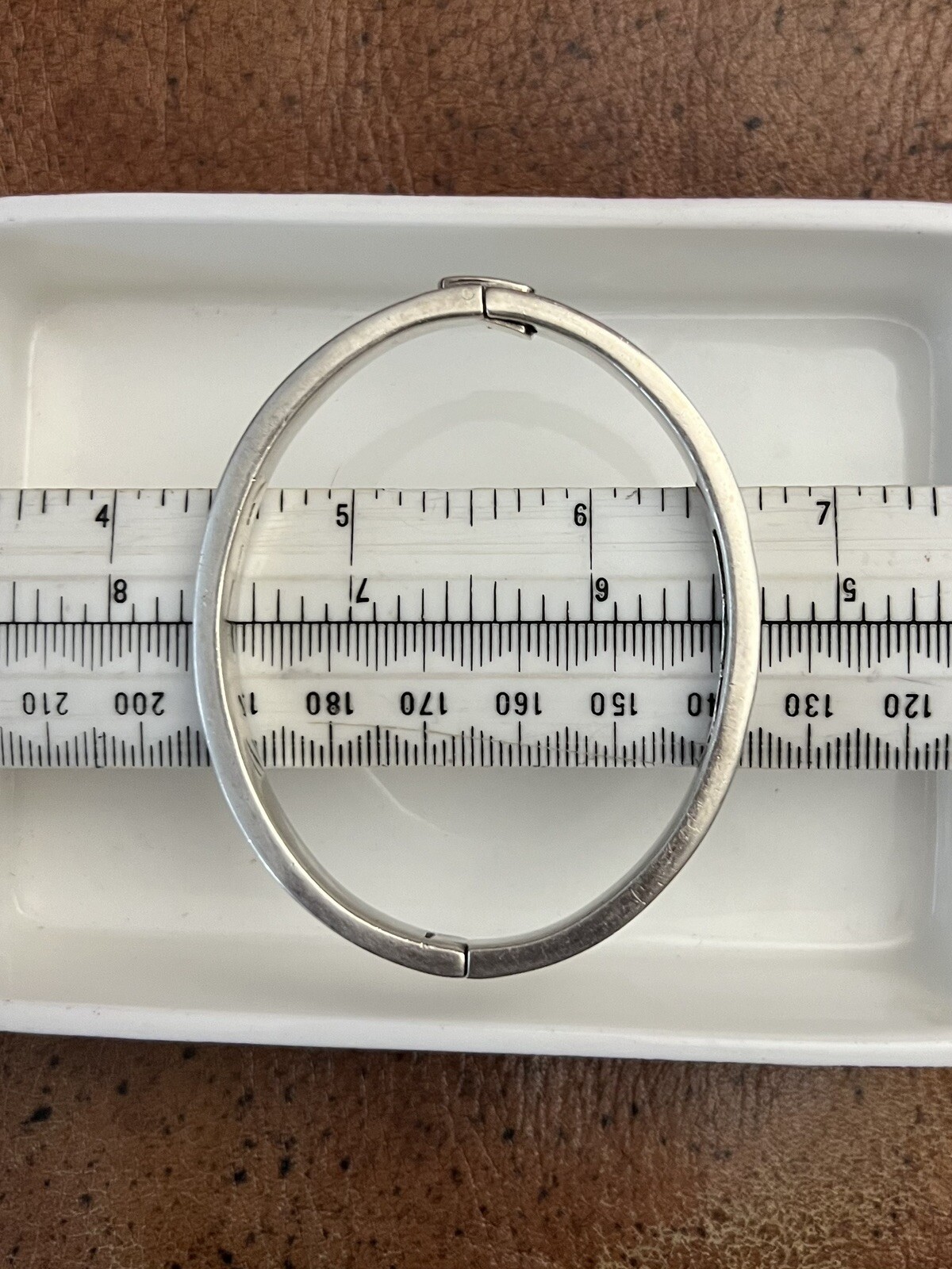 925 Solid Sterling silver Oval hinged Bangle Hall… - image 15