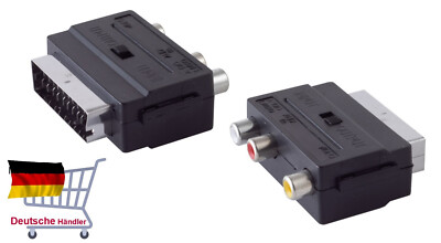 Scart-Adapter mit 3 Cinchbuchsen, IN/OUT Schalter