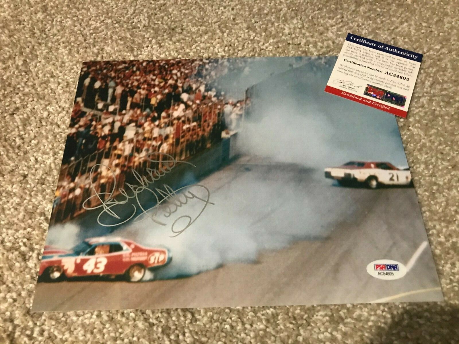 RICHARD PETTY Signed Autograph 8x10 Photo NASCAR HUGE CRASH SMOKE PSA DNA B