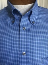 KENNETH COLE NWOT Reaction Long-Sleeve Blue White Non-Iron Cotton Shirt Size L