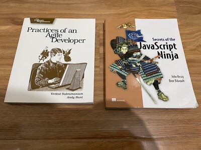 2 x Programming Coding Books - Secrets of the JavaScript Ninja - Practices of an