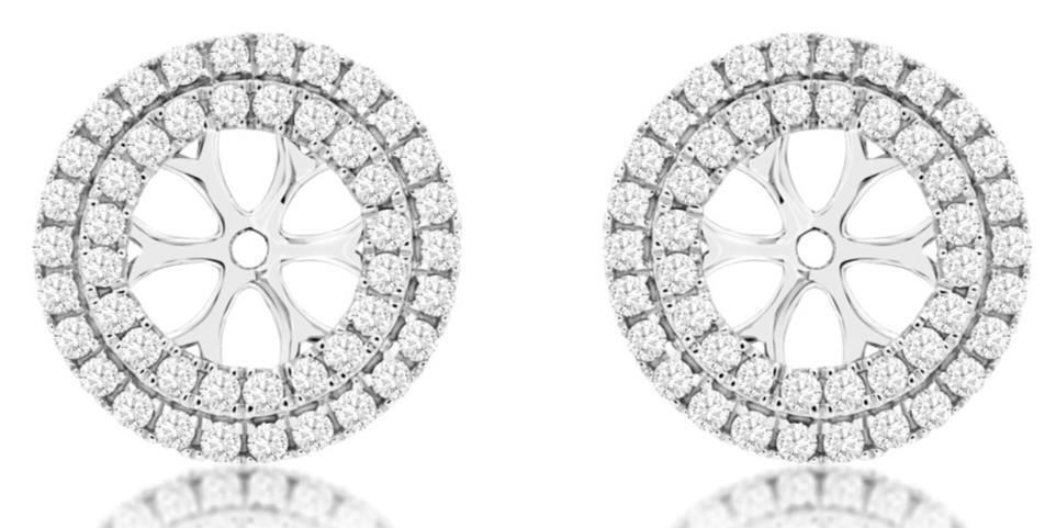 ORECCHINI GIACCA ALONE TONDO ORO BIANCO 14KT 0 75 CT DIAMANTE 14KT 3D CLASSICA DOPPIA FILA