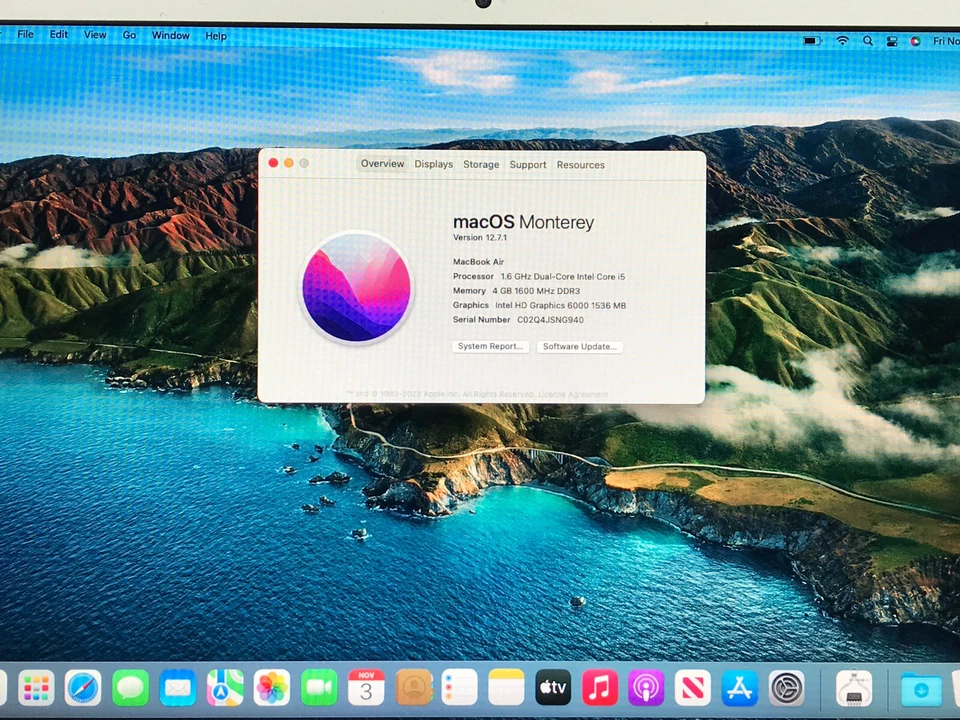 Apple MacBook Air 13 Core i5 1.6GHz 4GB RAM 128GB SSD A1466 EMC2925 Tested - Image 2 of 4