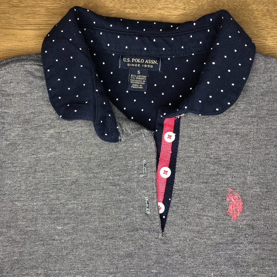 Ralph Lauren Girls Short Sleeve Blue Polo Shirt Small EUC Blue White Pink Preppy - Image 2 of 4