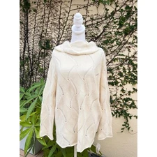 Vintage Villager Sport Liz Claiborne off white ivory knit angora blend sweater