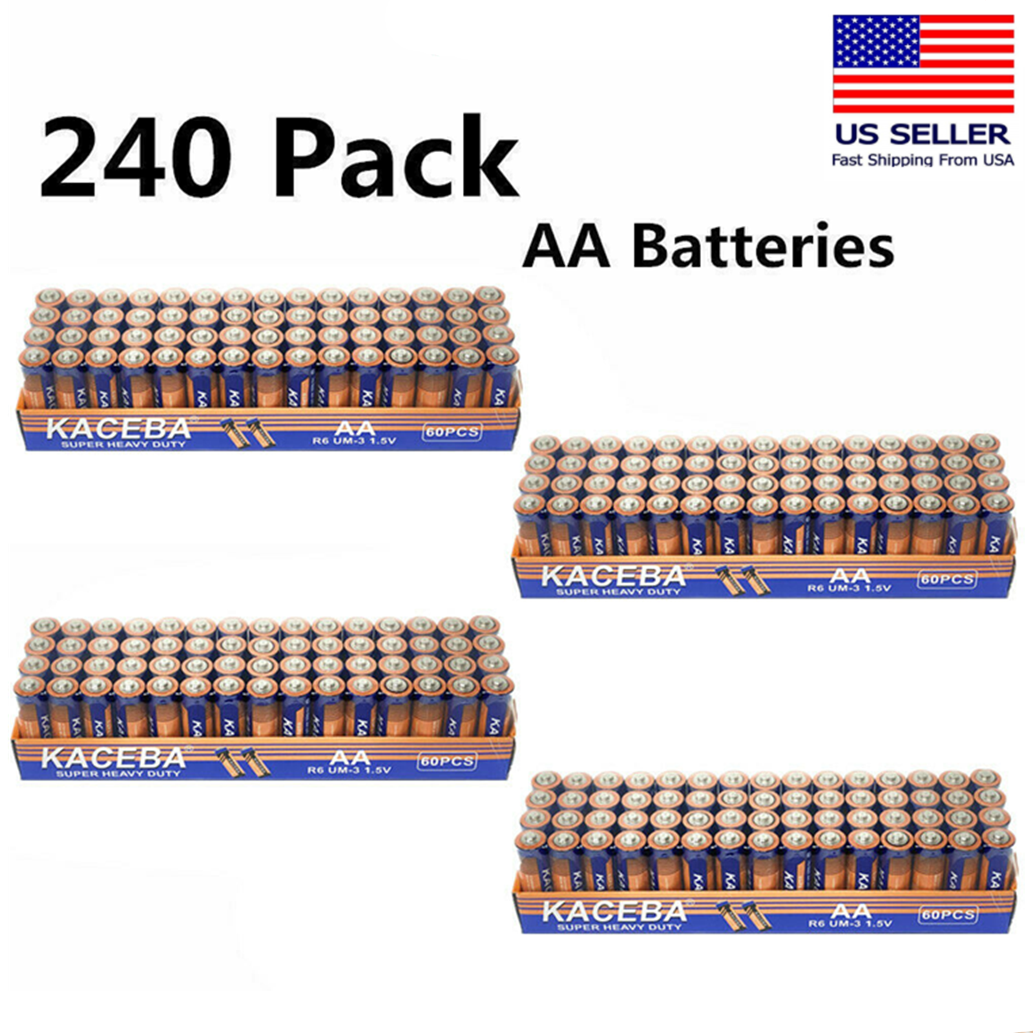 240 AA Batteries Extra Heavy Duty 1.5v. Wholesale Lot New Fresh- Fast Shipping-image