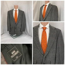 Mark Alexander Men Blazer 40R Gray Glen Plaid Camel Hair Hungary Mint YGI Q1-318