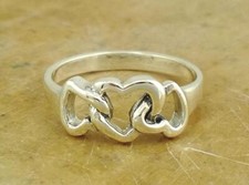 PRETTY .925 STERLING SILVER CONNECTED HEARTS RING size 7 style r1719
