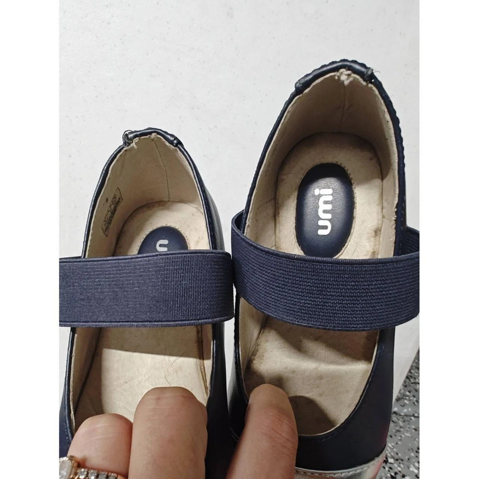 UMI Elaina Flats Mary Jane Blue Silver Toe Elastic Strap Ballet EU 27 US 11.5 - Image 2 of 4