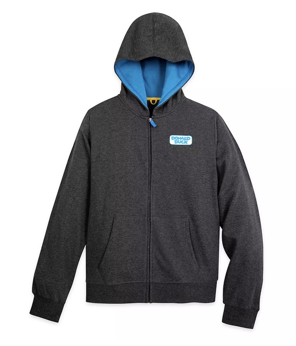 NWT Disney Store Donald Duck 2XL Men's Full Zip Hoodie Jacket Gray Cotton  Blend