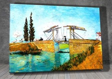 Van Gogh Langlois Br&uuml;cke bei Arles Landschaft GERAHMTES LEINWANDBILD KUNSTDRUCK 543