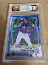 2021 Bowman Chrome Prospects Sapphire Refractor Terrin Vavra 3-D Grading 10