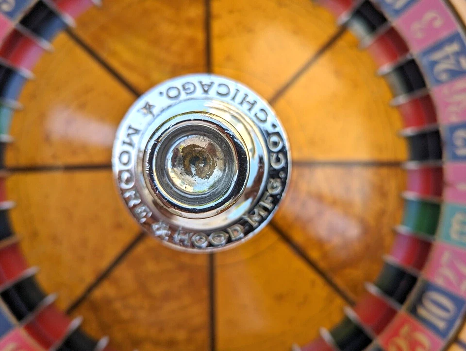 RARE ANTIQUE ROULETTE WHEEL, F DENZLER MAKER DENVER COLO. LOCAL PICKUP ONLY - Image 3 of 4