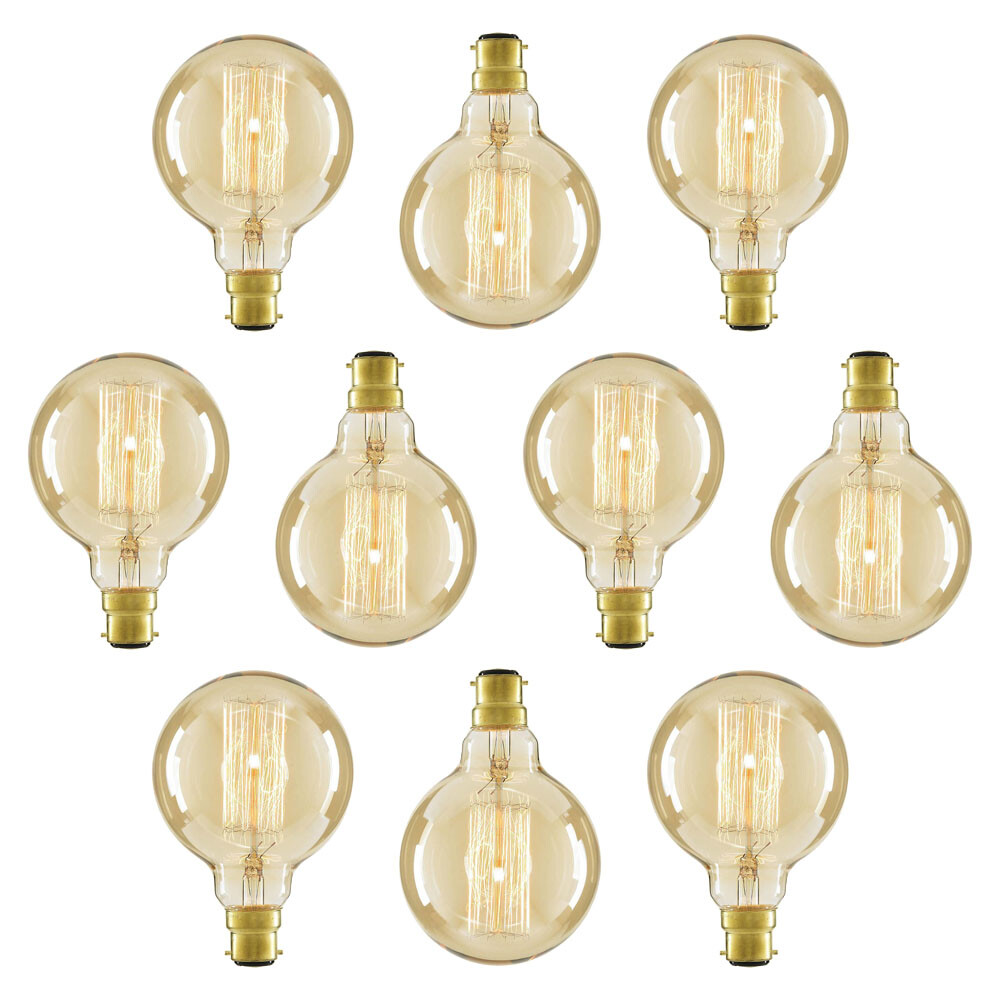 Litecraft Light Bulb Cage Globe Filament B22 Bayonet Cap in Gold Tint - 10 Pack