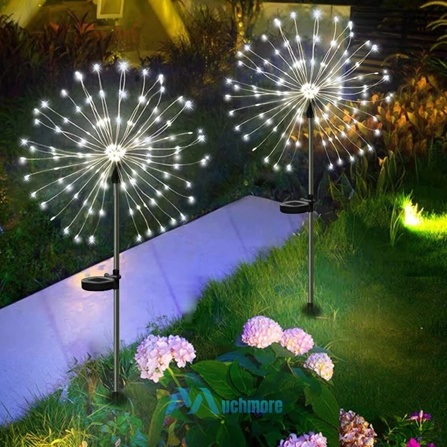 1/2/4X Garden Solar Firework Lights Outdoor Starburst Fairy Decor Lamp 200 LED - Image 2 of 4