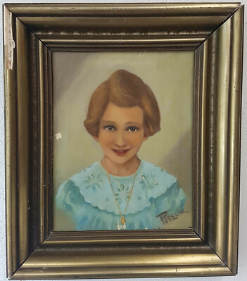 Nr.: 284 Ölgemälde Kunstwerk mit Rahmen Bild Oil Painting Kind Porträt Mädchen