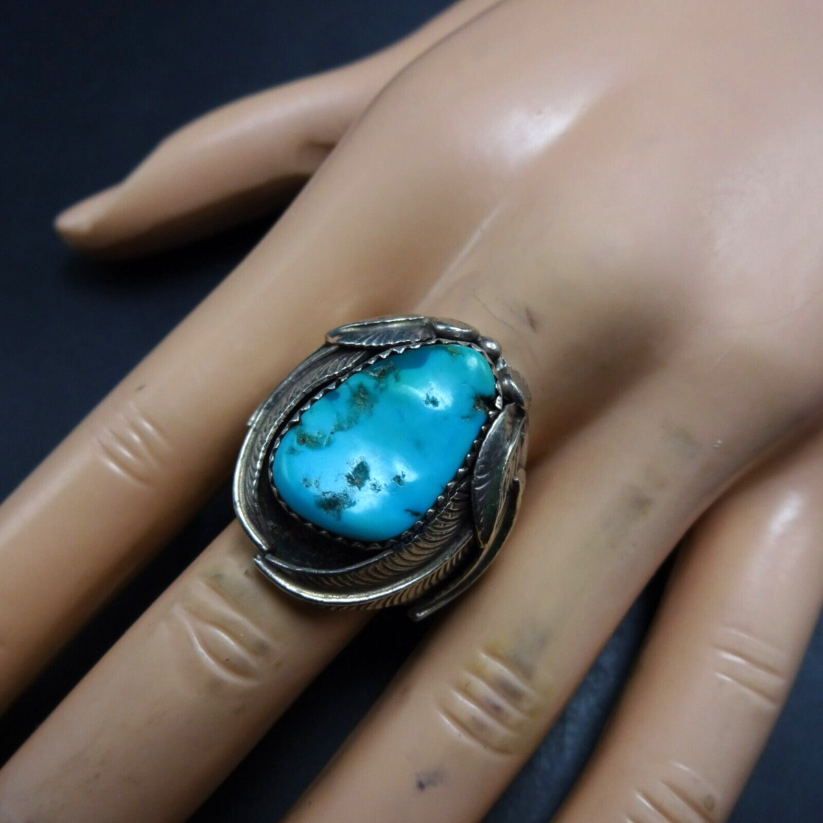 ROBUST Signed Vintage J.C. Navajo TURQUOISE Sterling Silver ROBUST Signed Vintage J.C. Navajo TURQUOISE Sterling Silver