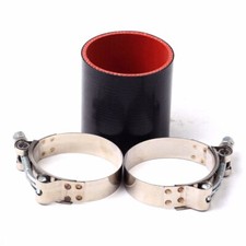 Black Red 2.5 Inch 63 Mm Id Straight Silicone Coupler Hose 2pcs T-clamp