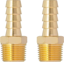 Brass Hose Barb Fitting, 3/8 Inch Barb × 3/8 Inch NPT Male Pipe Barbed Air Hose 