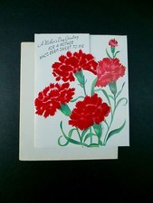 # J378- Unused Ruth Jeaneret Mother's Day Greeting Card Flocked Carnations