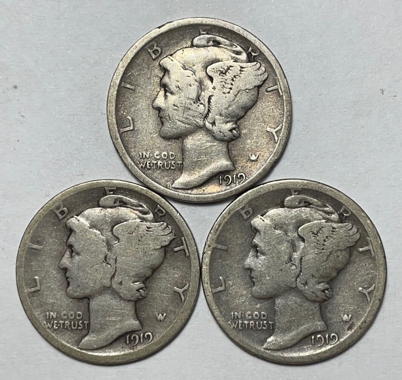 1919 1919-D and 1919-S Sales results No. 1 Free shipping New 10C Mercury Dime Silver 90%