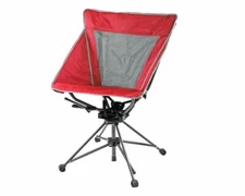 Garden Elements Tall Back Swivel Camping Patio Polyester Chair, Mesh Seat, Red