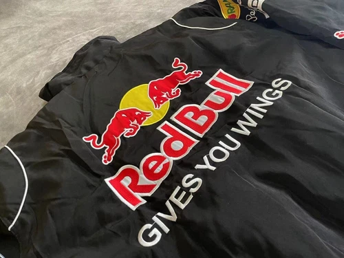 Unisex Adult Red Bull Jacket Ebroidered Cotton Padded F 1 Racing Jacket - Picture 27 of 36