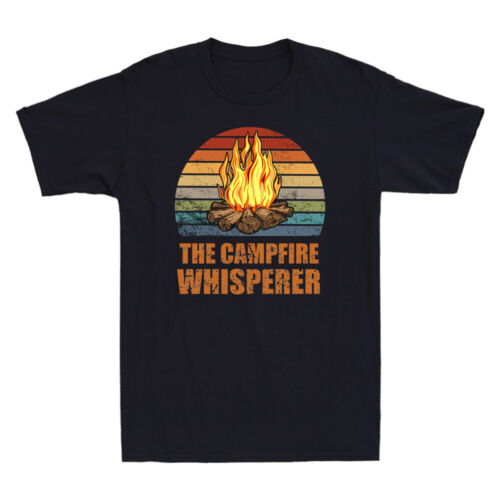The Campfire Whisperer Shirt Funny Camping Lovers Gift Retro Men's Black T-Shirt - Picture 1 of 8