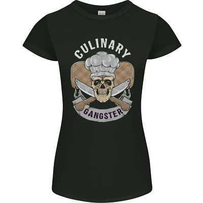 Culinary Gangster Koch Kochen Totenkopf Grillen Damen Petite Schnitt Maglietta - Bild 1 von 2
