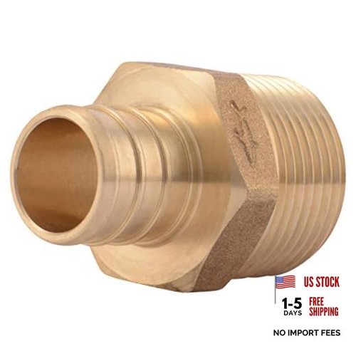 3/4 Inch Crimp MNPT Male Adapter, Brass Plumbing Fitting, PEX Pipe, 3/4 in.
