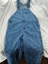 Craftsman Bib Overalls Men 46x30 Blue Jean Denim Work Wear Farm Carpenter Bibs