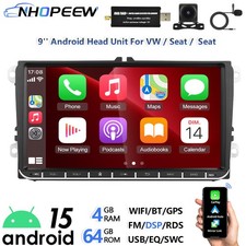 9" Android Stereo Radio DAB+ 4+64G For VW Golf MK5 MK6 GPS Sat Nav WIFI RDS +Cam